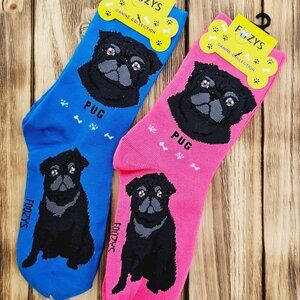 Unisex Canine Foozys Socks - Black Pug